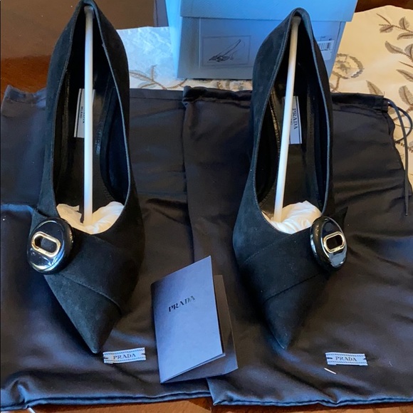 Prada black suede heels in size EU 40 US 10 NEW - Picture 12 of 12